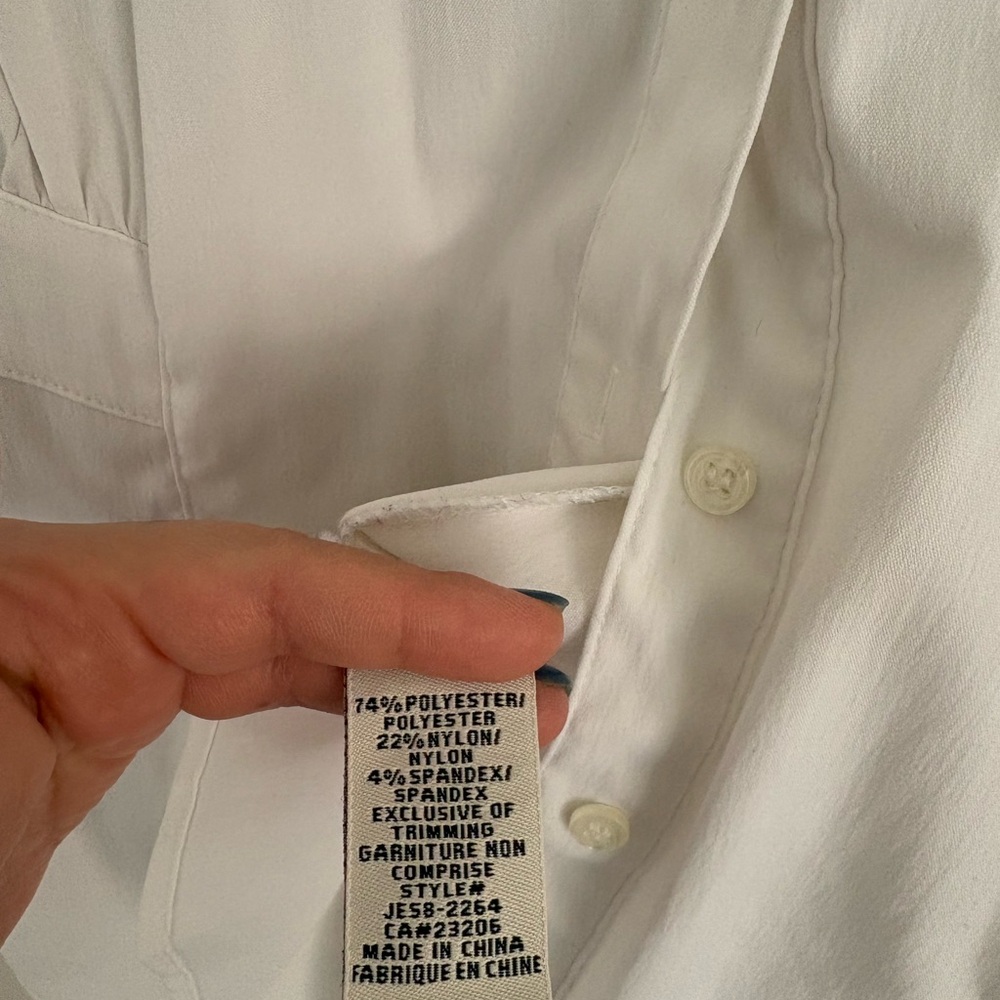 Jessica White Collared Button-Up Blouse / Y2K - Picture 7 of 8
